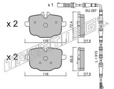 Комплект тормозных колодок, дисковый тормоз TRUSTING купить