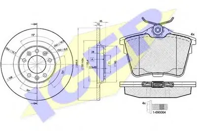 Комплект тормозов, дисковый тормозной механизм ICER купить