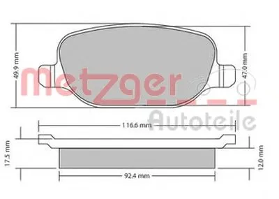 Комплект тормозных колодок, дисковый тормоз METZGER купить