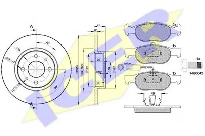 Комплект тормозов, дисковый тормозной механизм ICER купить
