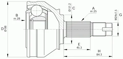 Шарнирный комплект, приводной вал SPIN OPEN PARTS купить