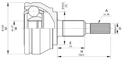 Шарнирный комплект, приводной вал SPIN OPEN PARTS купить