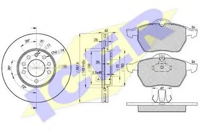 Комплект тормозов, дисковый тормозной механизм ICER купить