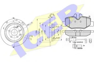 Комплект тормозов, дисковый тормозной механизм ICER купить
