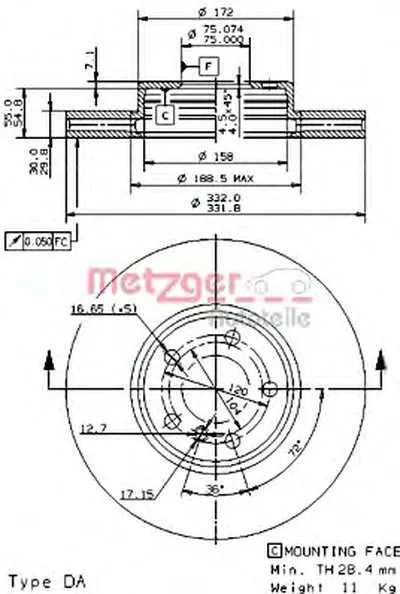 Тормозной диск HIGH CARBON / AP METZGER купить