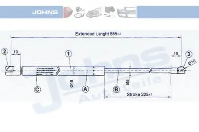 Газовая пружина, крышка багажник JOHNS купить
