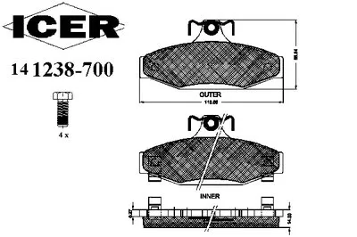 Комплект тормозных колодок, дисковый тормоз ICER купить