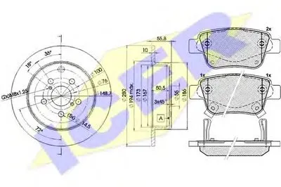 Комплект тормозов, дисковый тормозной механизм ICER купить