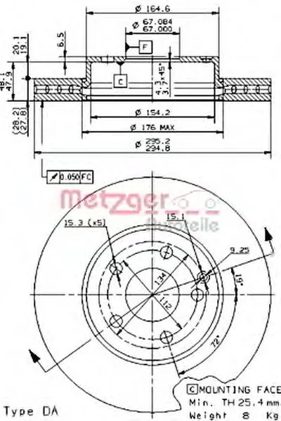 Тормозной диск HIGH CARBON / AP METZGER купить