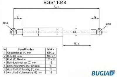 Газовая пружина, капот BUGIAD купить