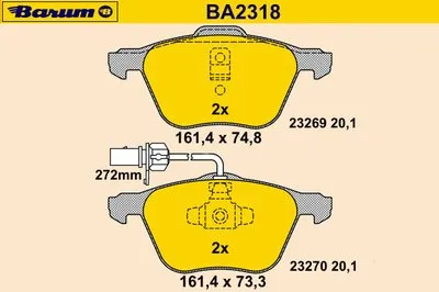 Комплект тормозных колодок, дисковый тормоз BARUM купить