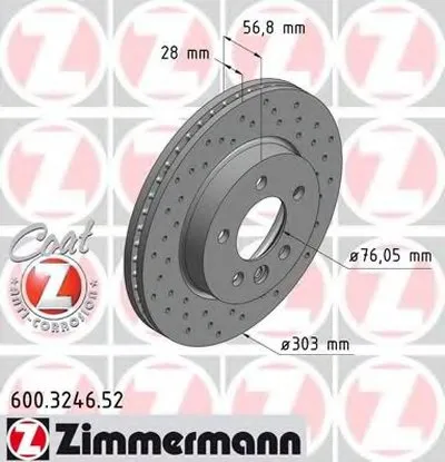 Тормозной диск SPORT BRAKE DISC COAT Z ZIMMERMANN купить