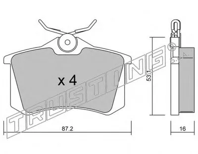 Комплект тормозных колодок, дисковый тормоз TRUSTING купить