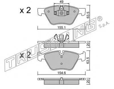 Комплект тормозных колодок, дисковый тормоз TRUSTING купить