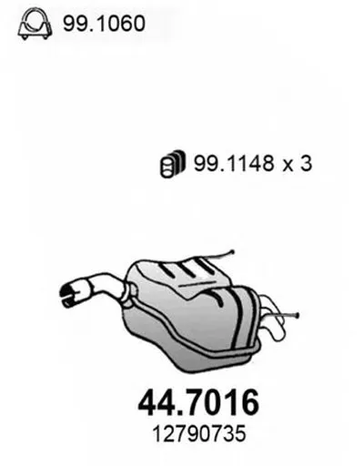 Глушитель выхлопных газов конечный ASSO купить