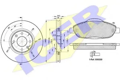 Комплект тормозов, дисковый тормозной механизм ICER купить
