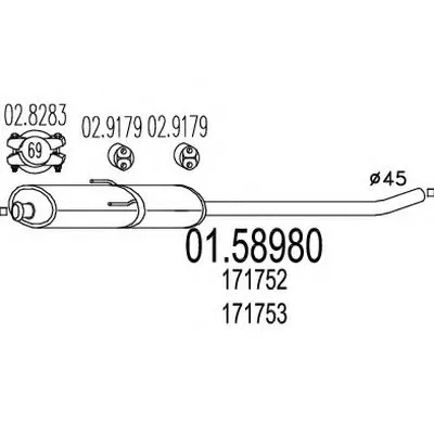 Средний глушитель выхлопных газов MTS купить