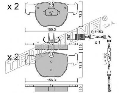 Комплект тормозных колодок, дисковый тормоз TRUSTING купить