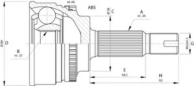 Шарнирный комплект, приводной вал SPIN OPEN PARTS купить