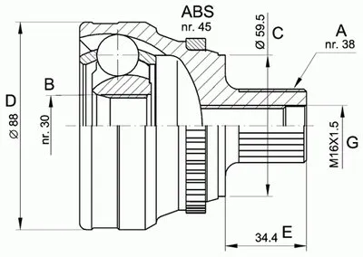 Шарнирный комплект, приводной вал SPIN OPEN PARTS купить