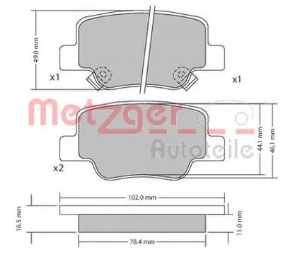 Комплект тормозных колодок, дисковый тормоз METZGER купить