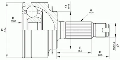 Шарнирный комплект, приводной вал SPIN OPEN PARTS купить