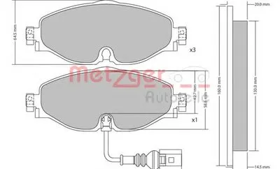 Комплект тормозных колодок, дисковый тормоз METZGER купить