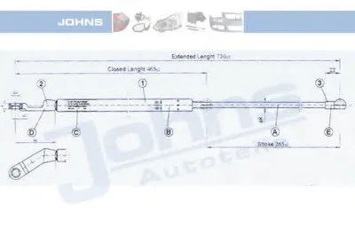 Газовая пружина, крышка багажник JOHNS купить