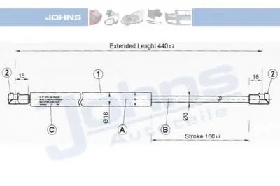 Газовая пружина, крышка багажник JOHNS купить