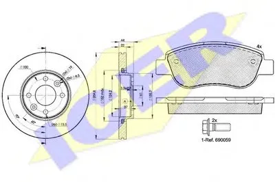 Комплект тормозов, дисковый тормозной механизм ICER купить