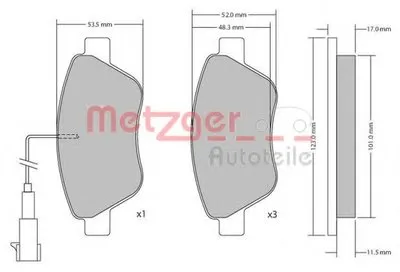 Комплект тормозных колодок, дисковый тормоз METZGER купить