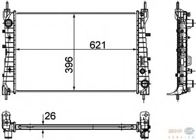 Радиатор, охлаждение двигателя BEHR HELLA SERVICE HELLA купить