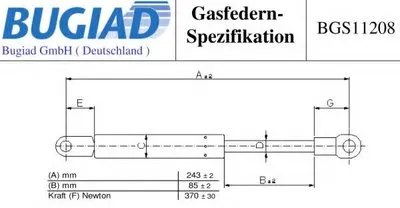 Газовая пружина, крышка багажник BUGIAD купить