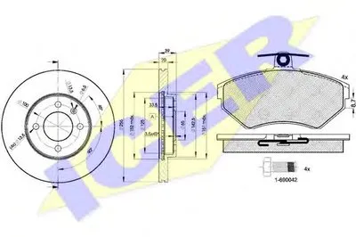 Комплект тормозов, дисковый тормозной механизм ICER купить