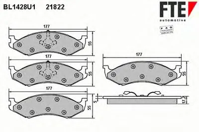 Комплект тормозных колодок, дисковый тормоз FTE купить