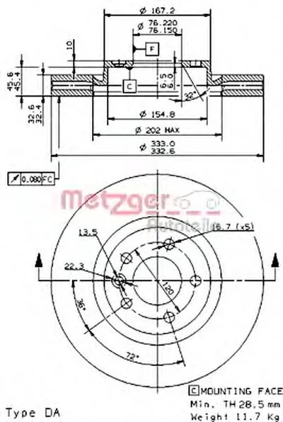 Тормозной диск HIGH CARBON / AP METZGER купить