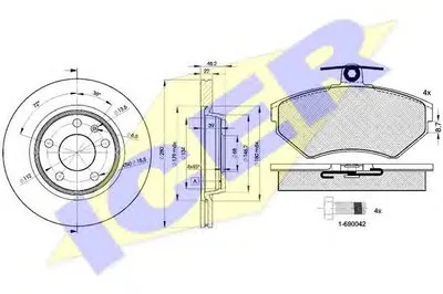 Комплект тормозов, дисковый тормозной механизм ICER купить