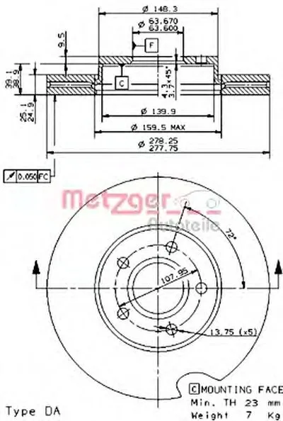 Тормозной диск HIGH CARBON / AP METZGER купить