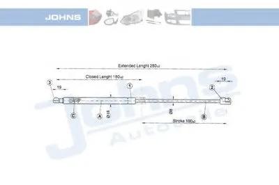 Газовая пружина, крышка багажник JOHNS купить