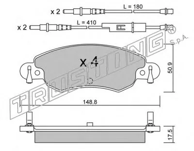 Комплект тормозных колодок, дисковый тормоз TRUSTING купить