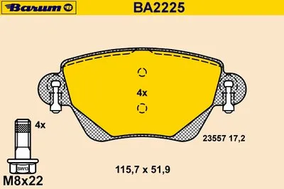Комплект тормозных колодок, дисковый тормоз BARUM купить