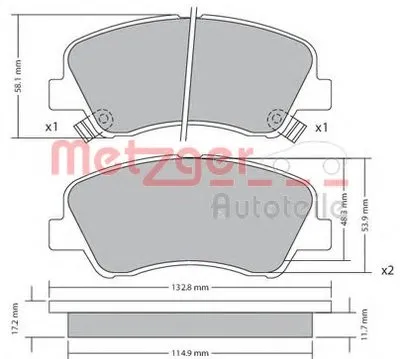 Комплект тормозных колодок, дисковый тормоз METZGER купить