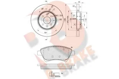 Комплект тормозов, дисковый тормозной механизм R BRAKE купить