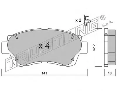 Комплект тормозных колодок, дисковый тормоз TRUSTING купить