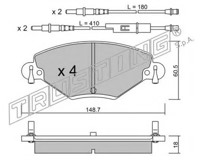 Комплект тормозных колодок, дисковый тормоз TRUSTING купить