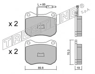 Комплект тормозных колодок, дисковый тормоз TRUSTING купить