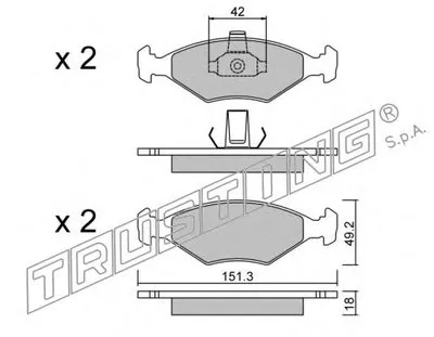 Комплект тормозных колодок, дисковый тормоз TRUSTING купить