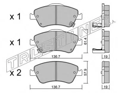 Комплект тормозных колодок, дисковый тормоз TRUSTING купить