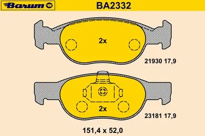 Комплект тормозных колодок, дисковый тормоз BARUM купить