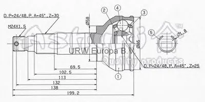 Шарнирный комплект, приводной вал ASHUKI купить